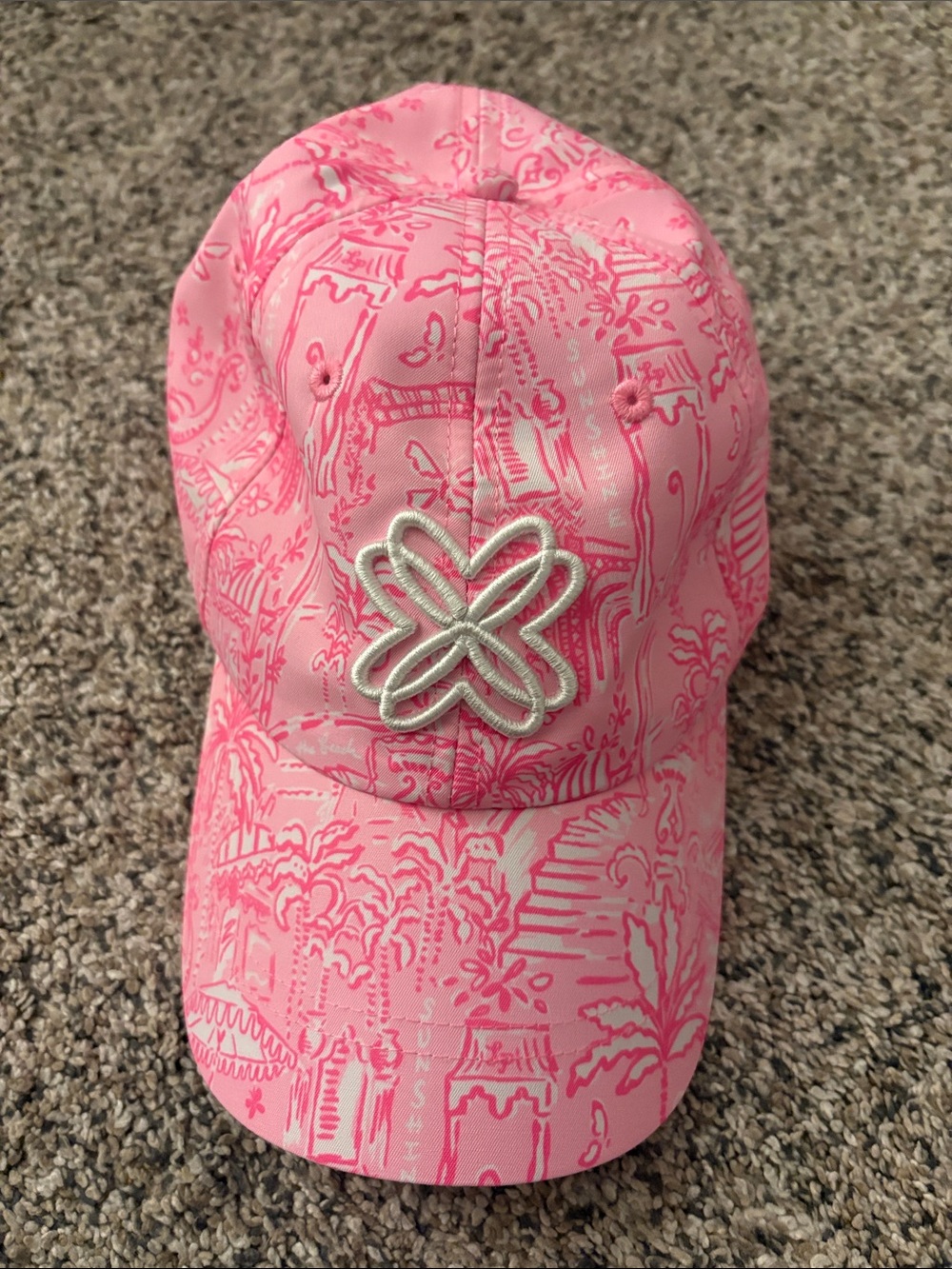 Lilly Patterned Baseball Cap with White Embroidered Accent